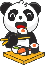 Панда уплетает роллы